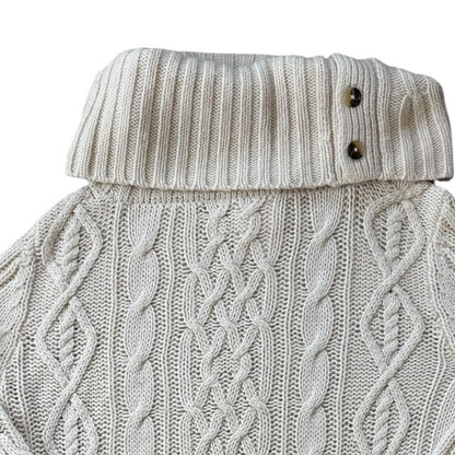 Woman's Medium Tommy Hilfiger Creamy White Turtle Neck Cable Knit Jumper