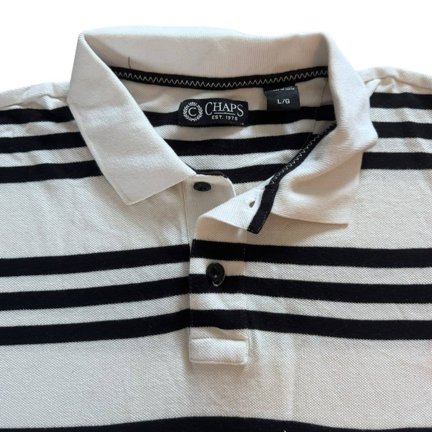 Large Chaps White and Black Polo Shirt