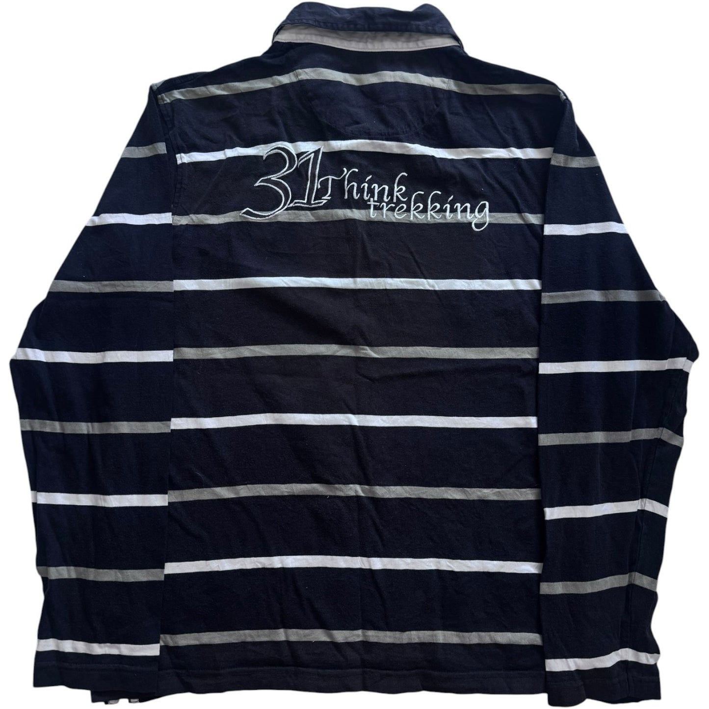 Large At Company Black, White and Grey Rugby Shirt