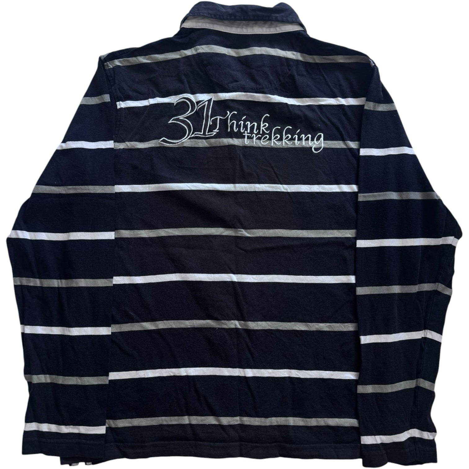 Large At Company Black, White and Grey Rugby Shirt