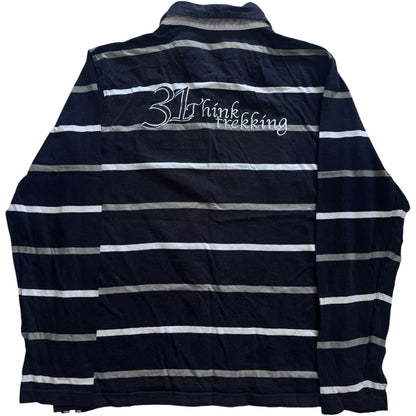 Large At Company Black, White and Grey Rugby Shirt