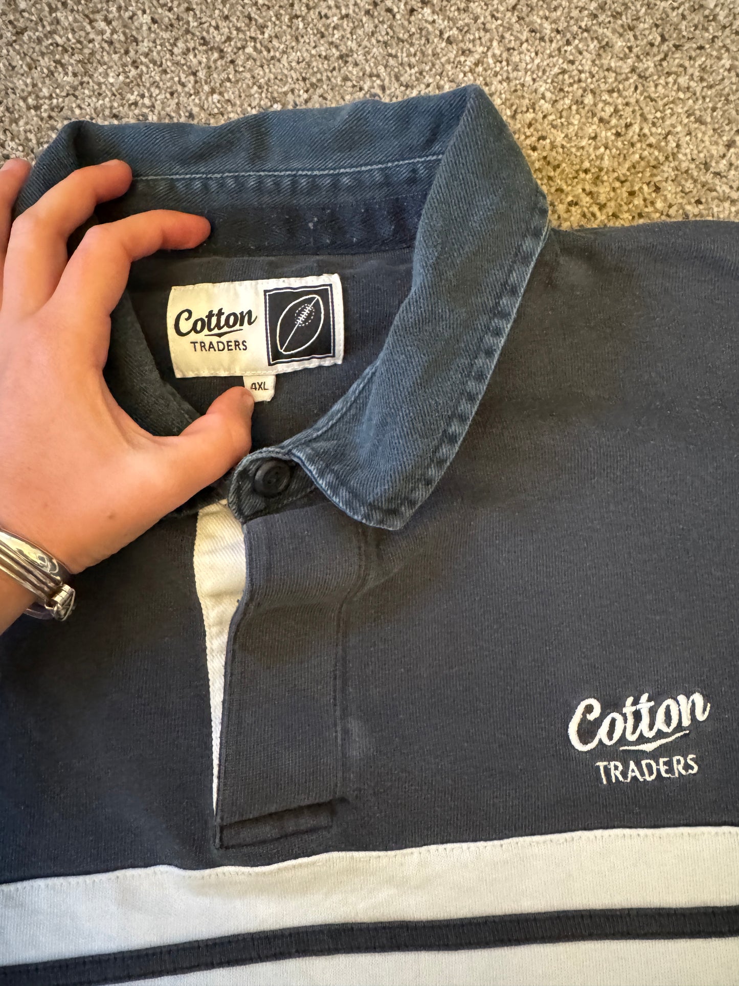 4XL Cotton Traders Six Nations Navy Rugby Shirt