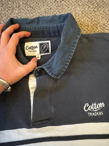 4XL Cotton Traders Six Nations Navy Rugby Shirt