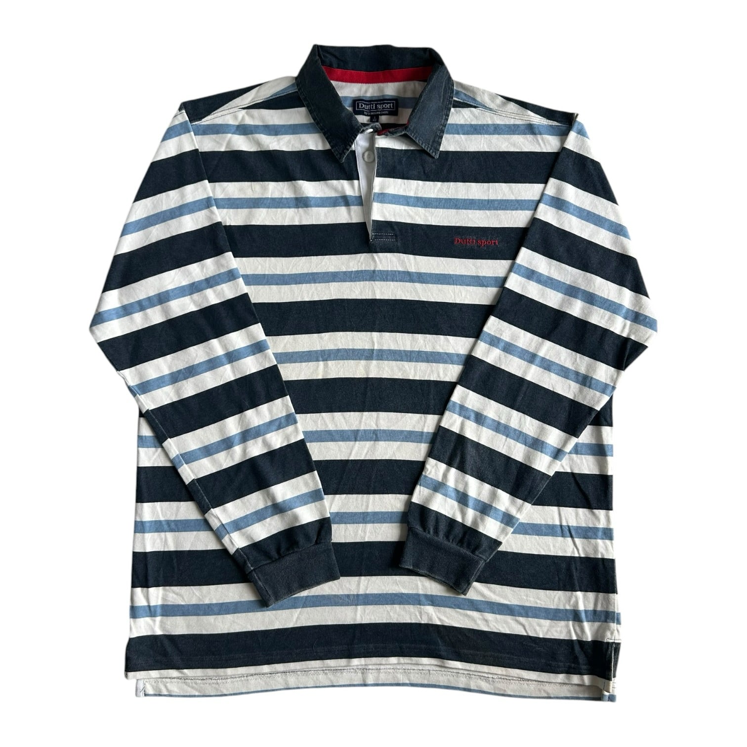 Large Dutti Sport Blue, Navy and White Rugby Shirt