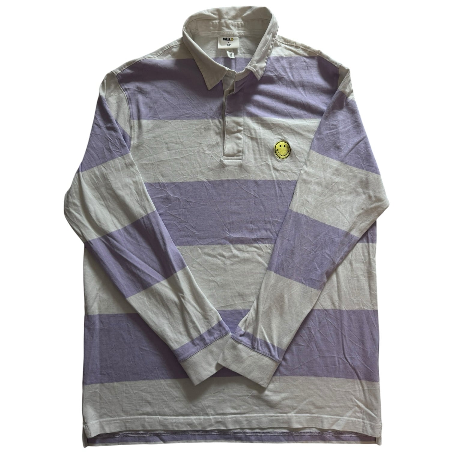 Extra large Smiley White and Purple Rugby Shirt