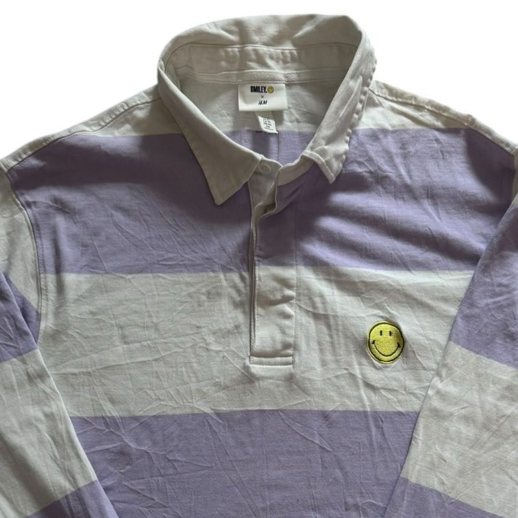 Extra large Smiley White and Purple Rugby Shirt