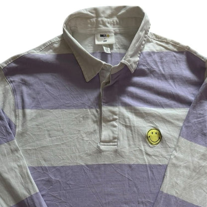 Extra large Smiley White and Purple Rugby Shirt