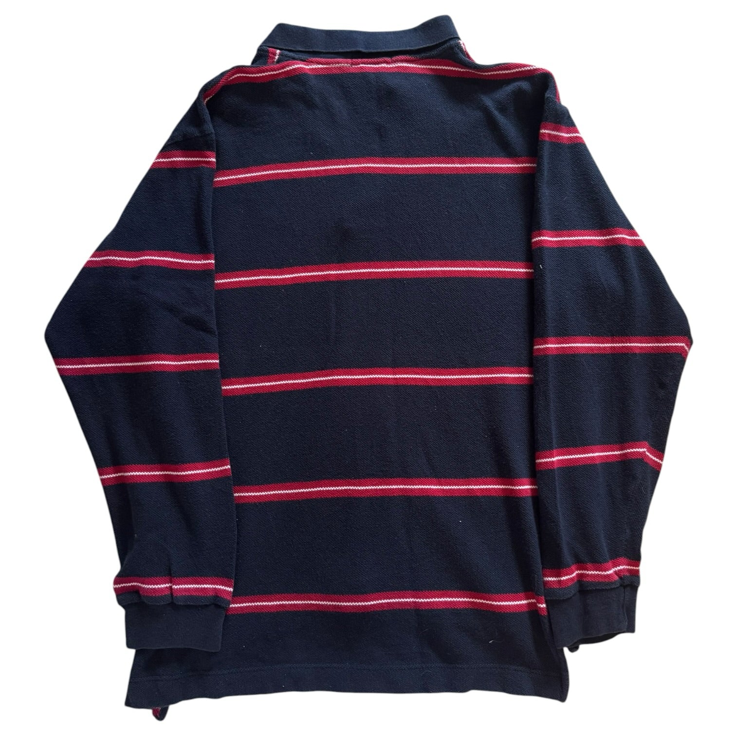 Large Nautica Navy and Red Long Sleeved Polo Shirt