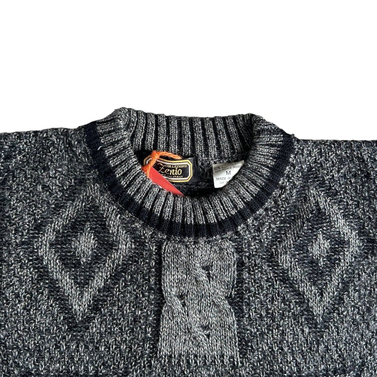 Medium Zenio Black and Grey Geometric Funky Knit Jumper