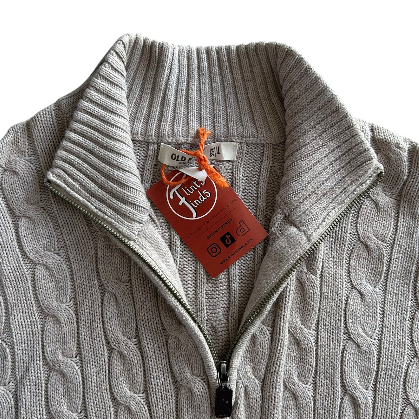 Large Old Navy Beige Cable Knit 1/4 Zip