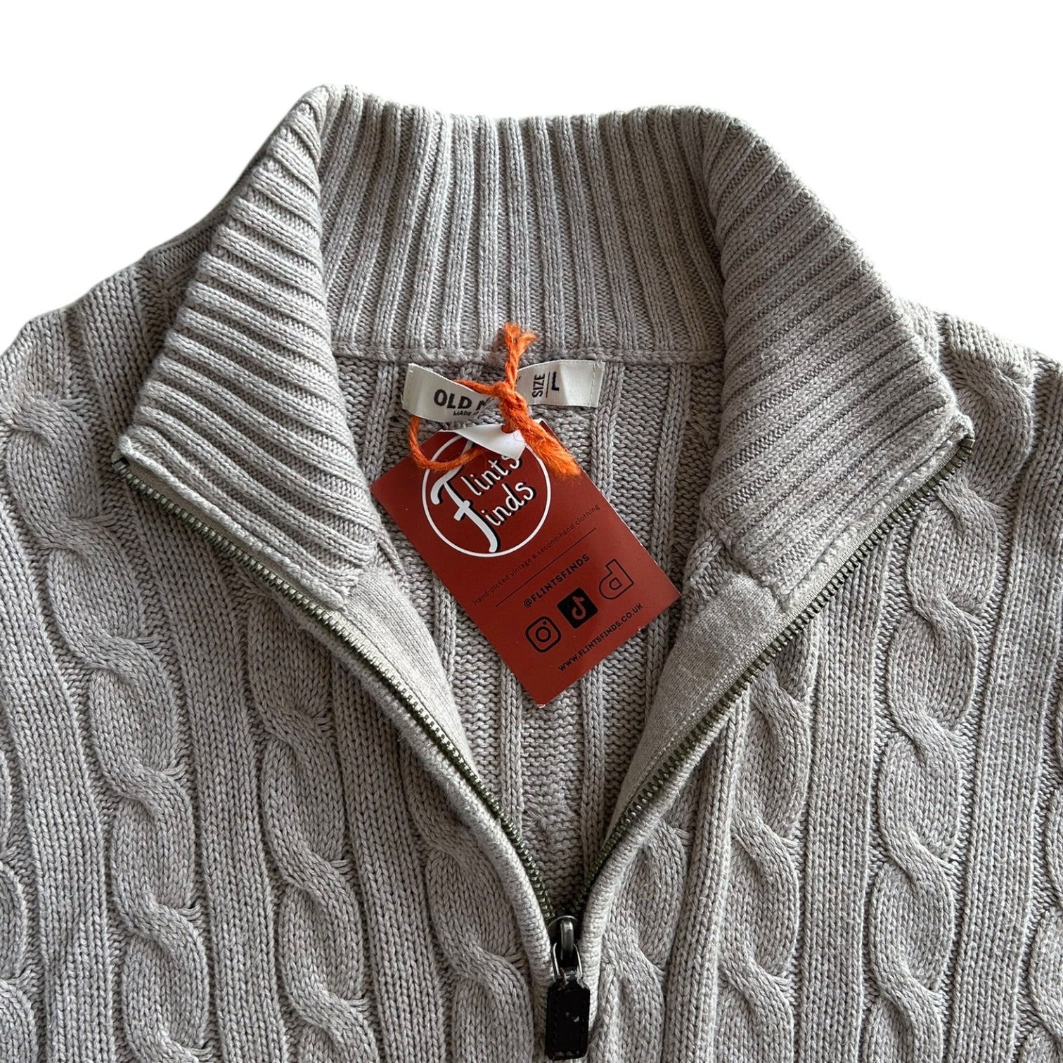 Large Old Navy Beige Cable Knit 1/4 Zip
