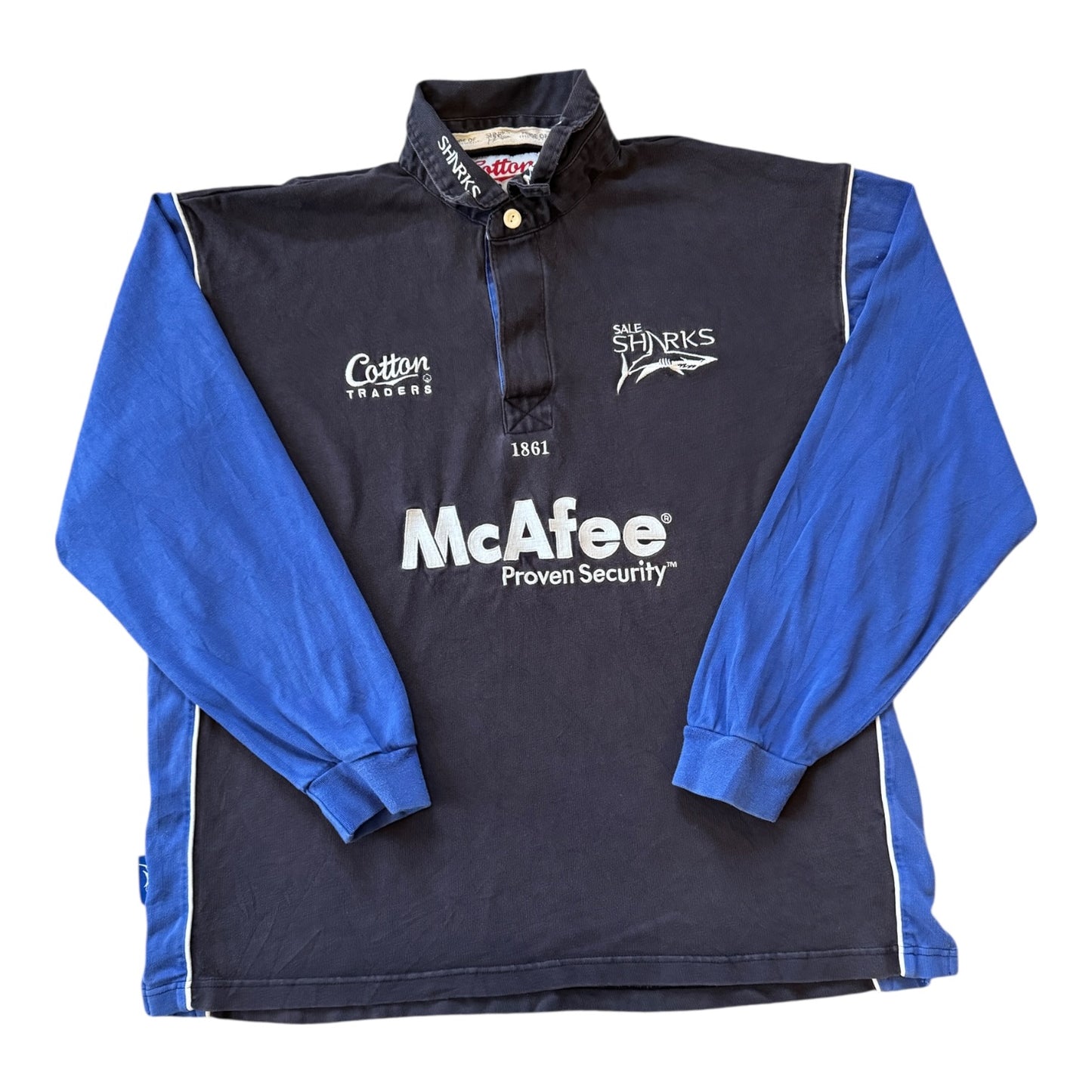 Extra large Cotton Traders 2005/06 Sale Sharks Navy Rugby Shirt