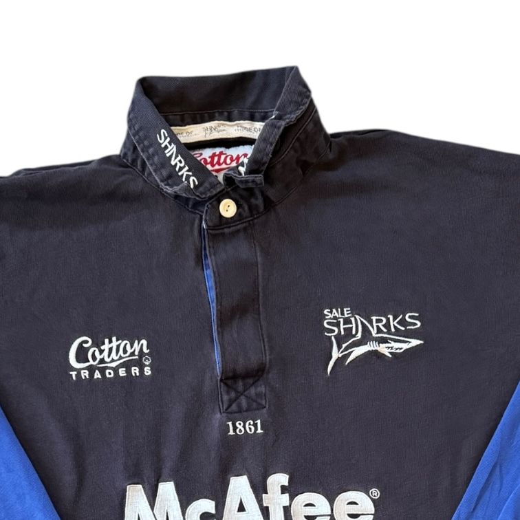 Extra large Cotton Traders 2005/06 Sale Sharks Navy Rugby Shirt