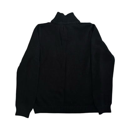 Aged 14-16 Chaps Black Knitted 1/4 Button Jumper