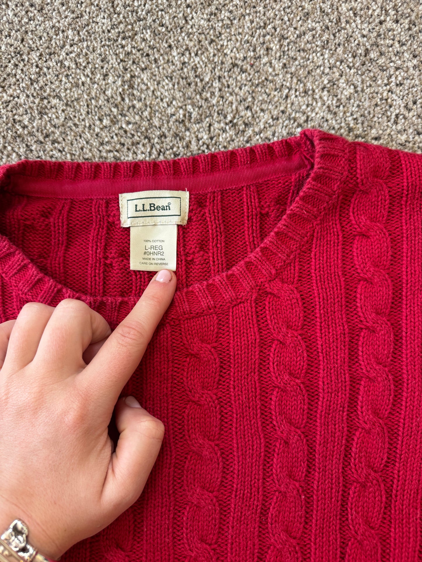 Woman's Large L.L.bean Red Cable Knit