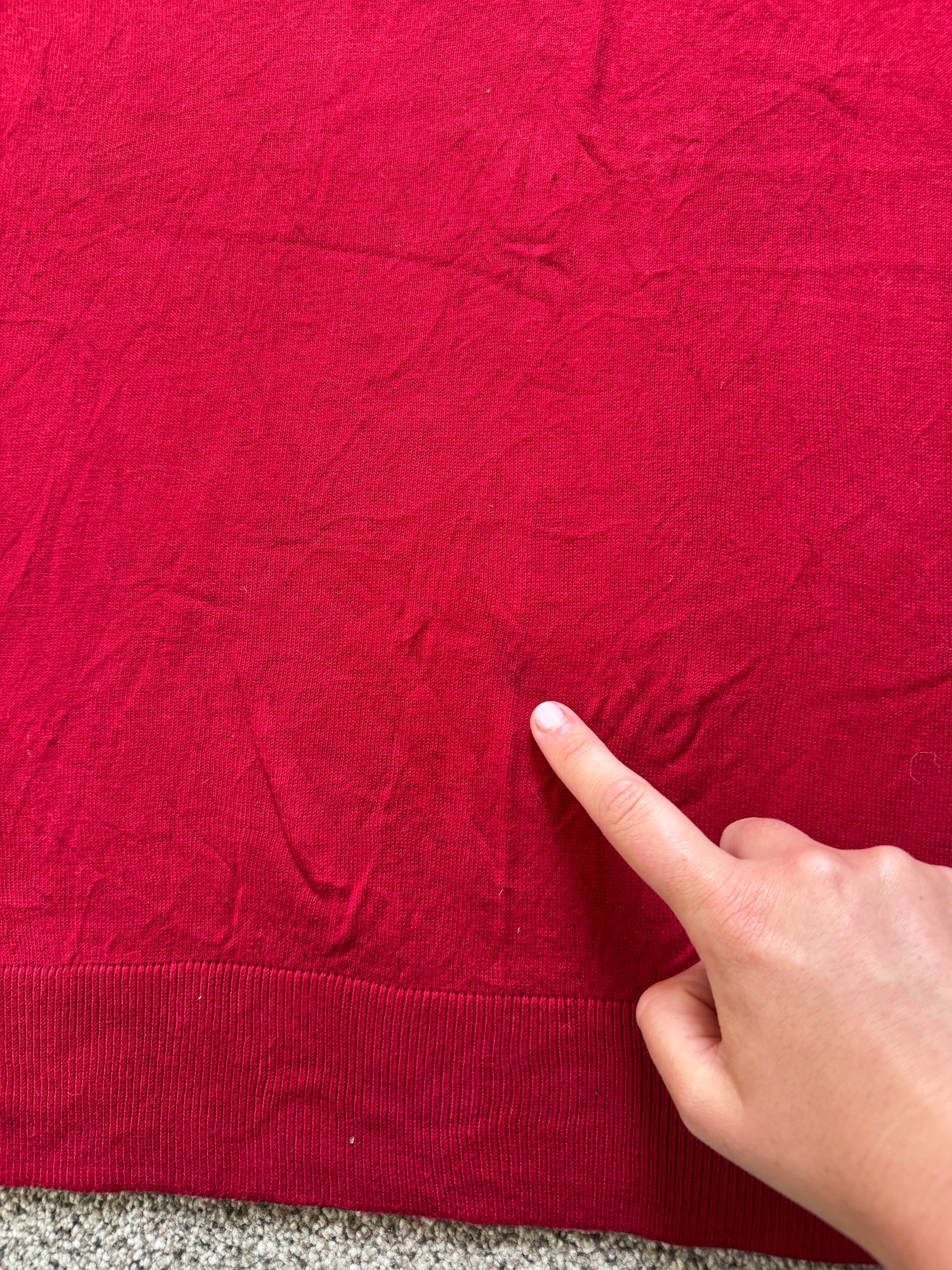 Small Nautica Red V-Neck Jumper - stains