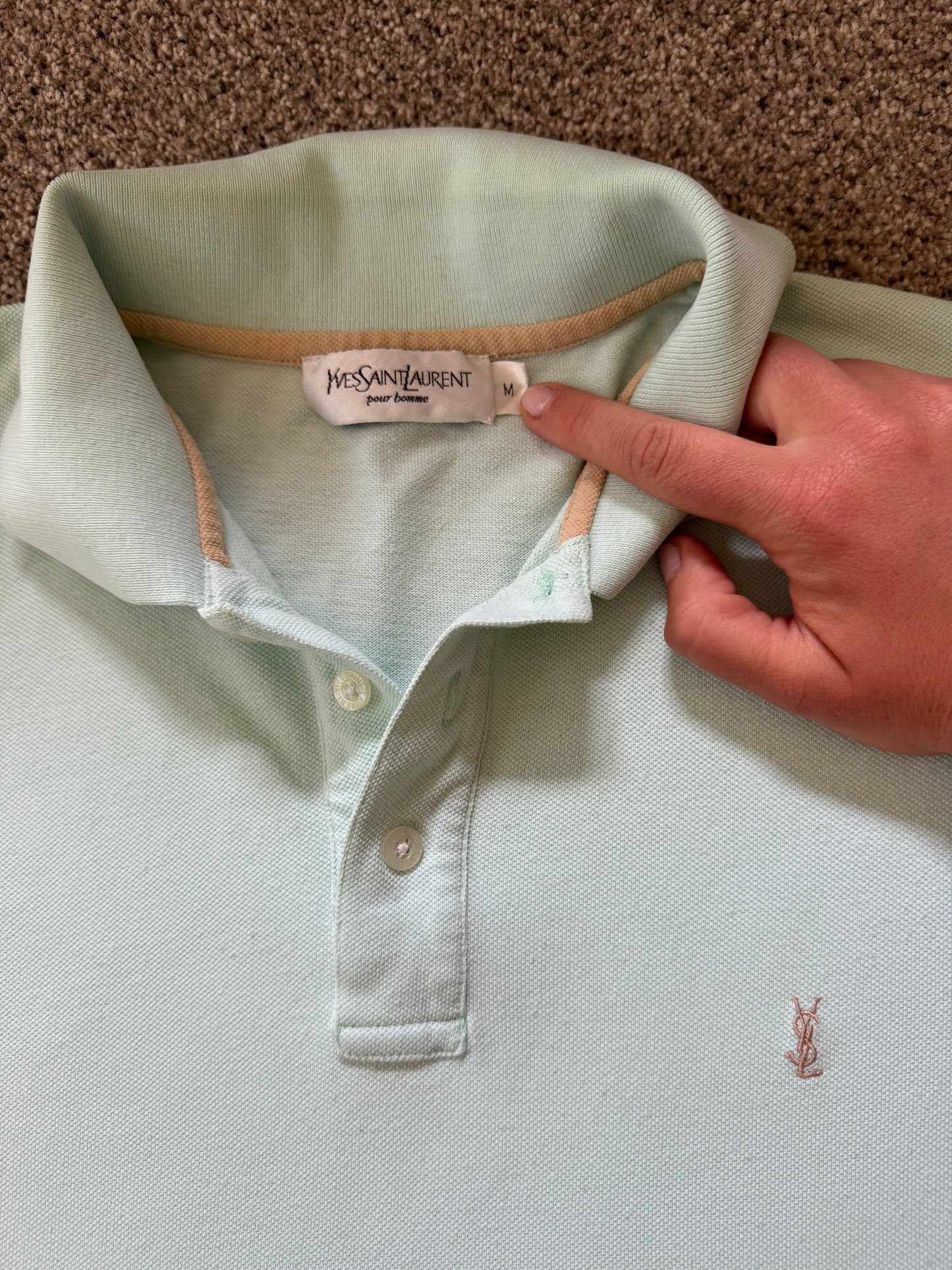 Medium Yves Saint Laurent Mint Green Polo Shirt
