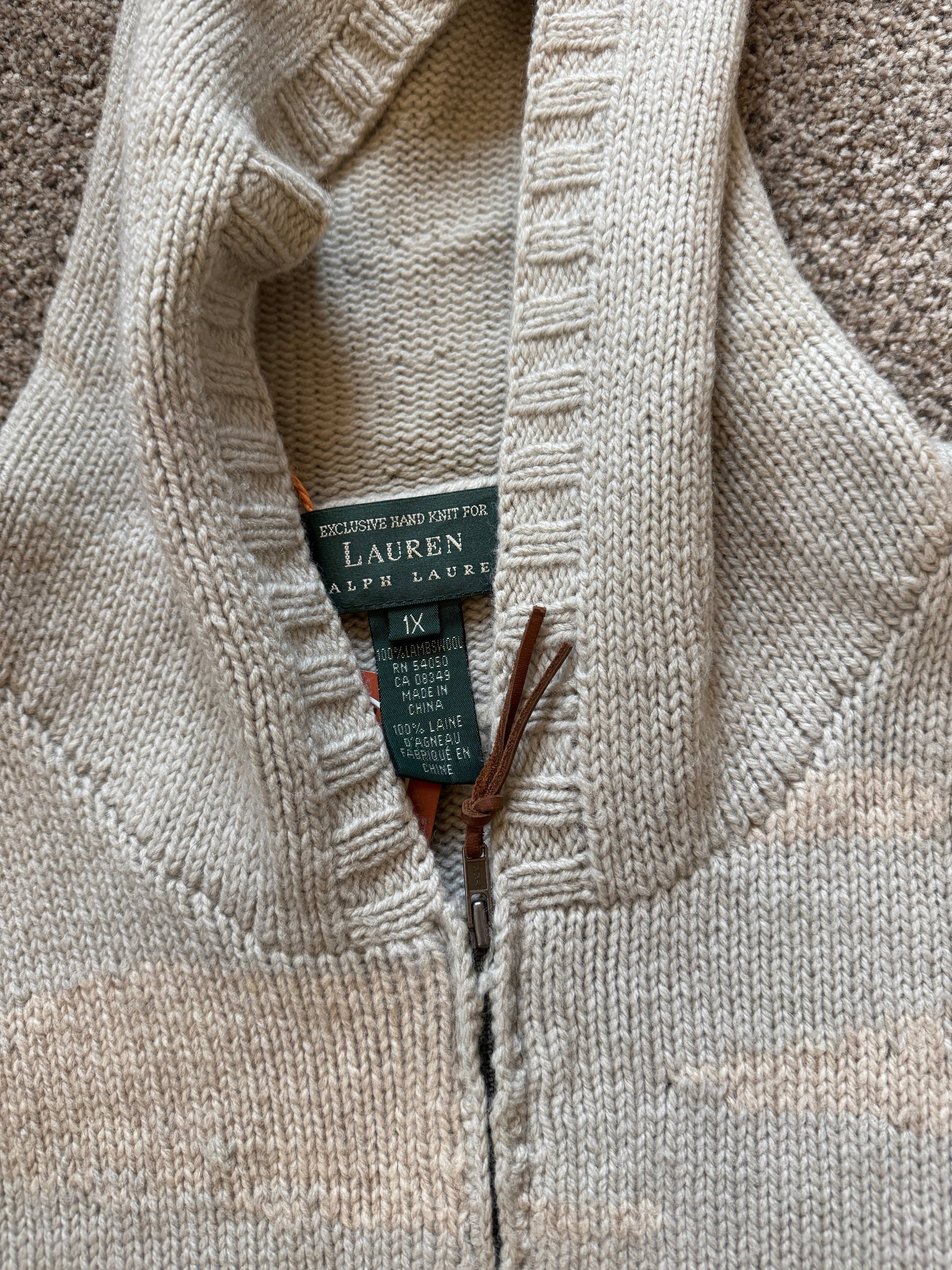 Rare Extra large Ralph Lauren Green Full Zip Landscape Scenery Dog/Horse Cardigan