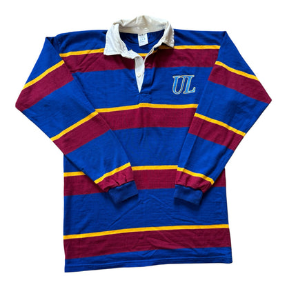 Vintage 80s-90s XXL Adidas Blue, Red and Yellow Striped UL Rugby Shirt