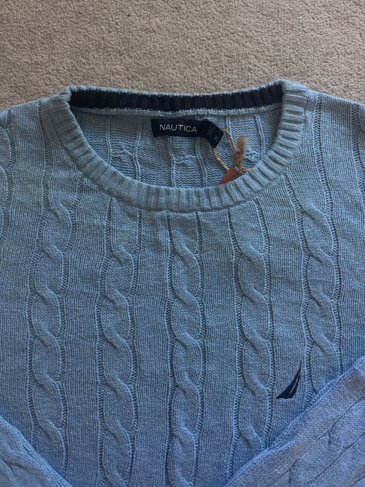 Extra large Nautica Light Blue Cable Knit Jumper