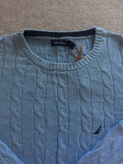 Extra large Nautica Light Blue Cable Knit Jumper