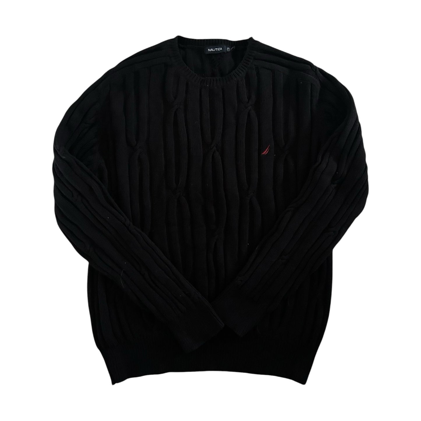 XXL Nautica Black Cable Knit Jumper