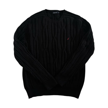 XXL Nautica Black Cable Knit Jumper