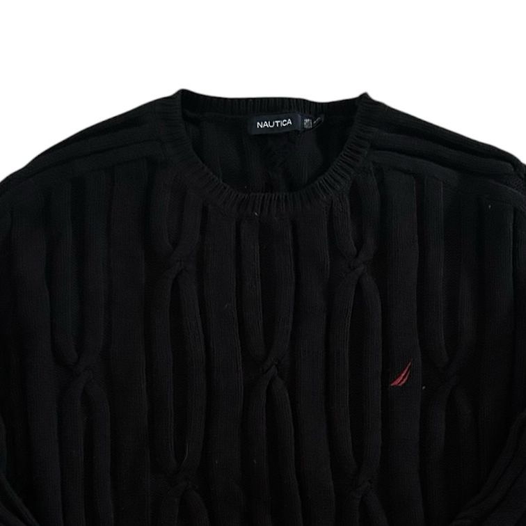 XXL Nautica Black Cable Knit Jumper