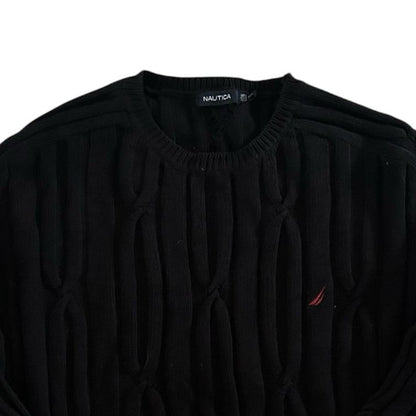 XXL Nautica Black Cable Knit Jumper