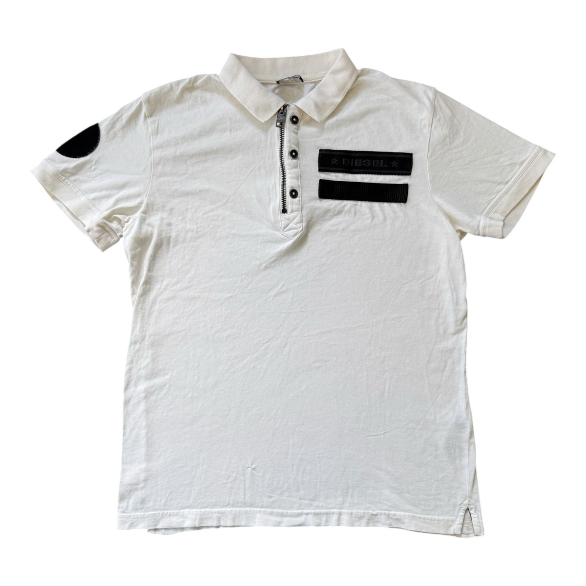 Small Diesel White Avant Garde Zip Polo Shirt