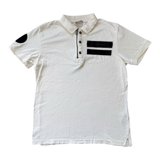 Small Diesel White Avant Garde Zip Polo Shirt