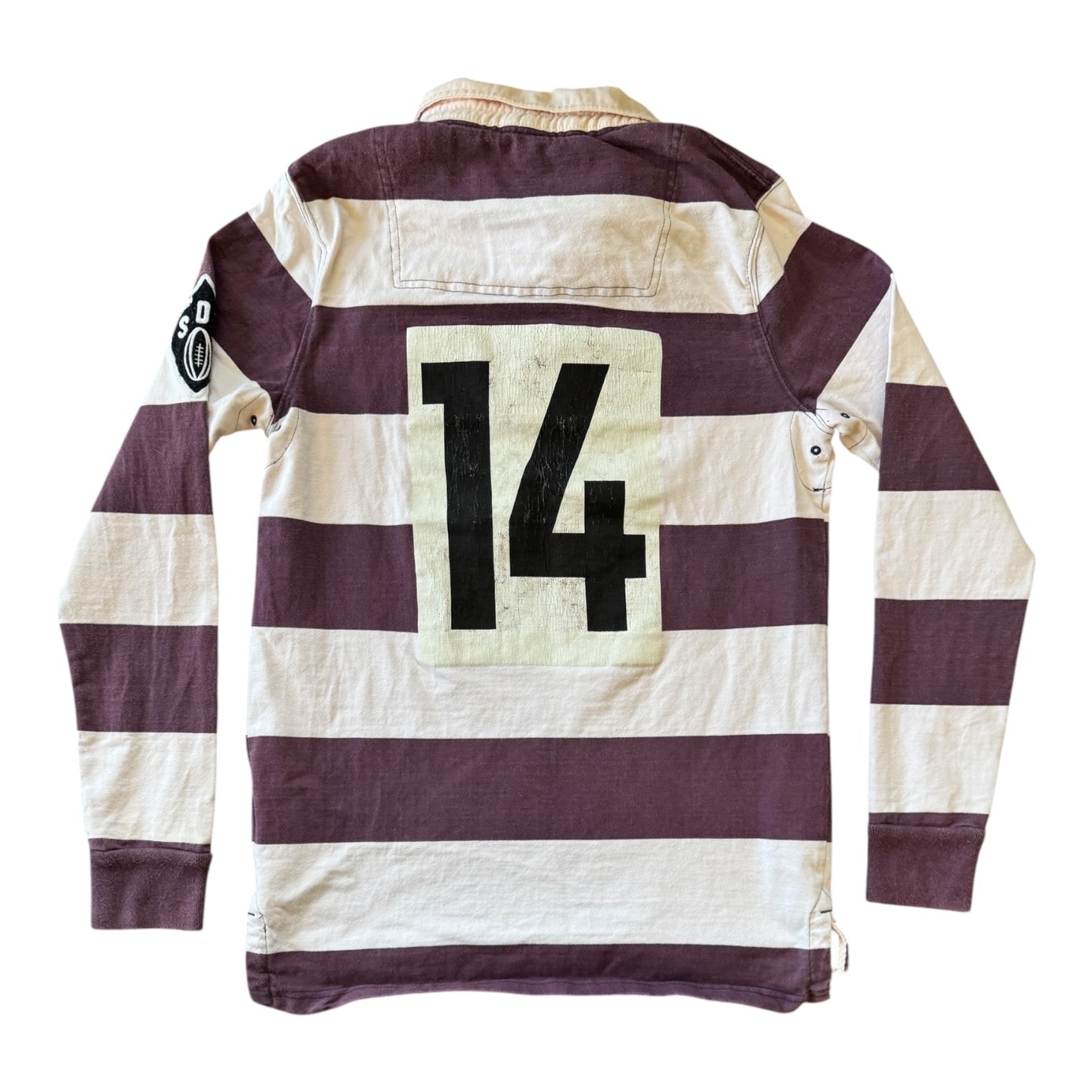 Medium Superdry White and Purple Rugby Shirt