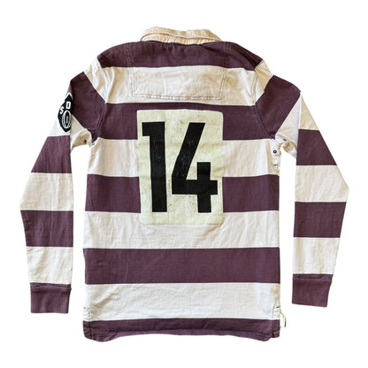 Medium Superdry White and Purple Rugby Shirt