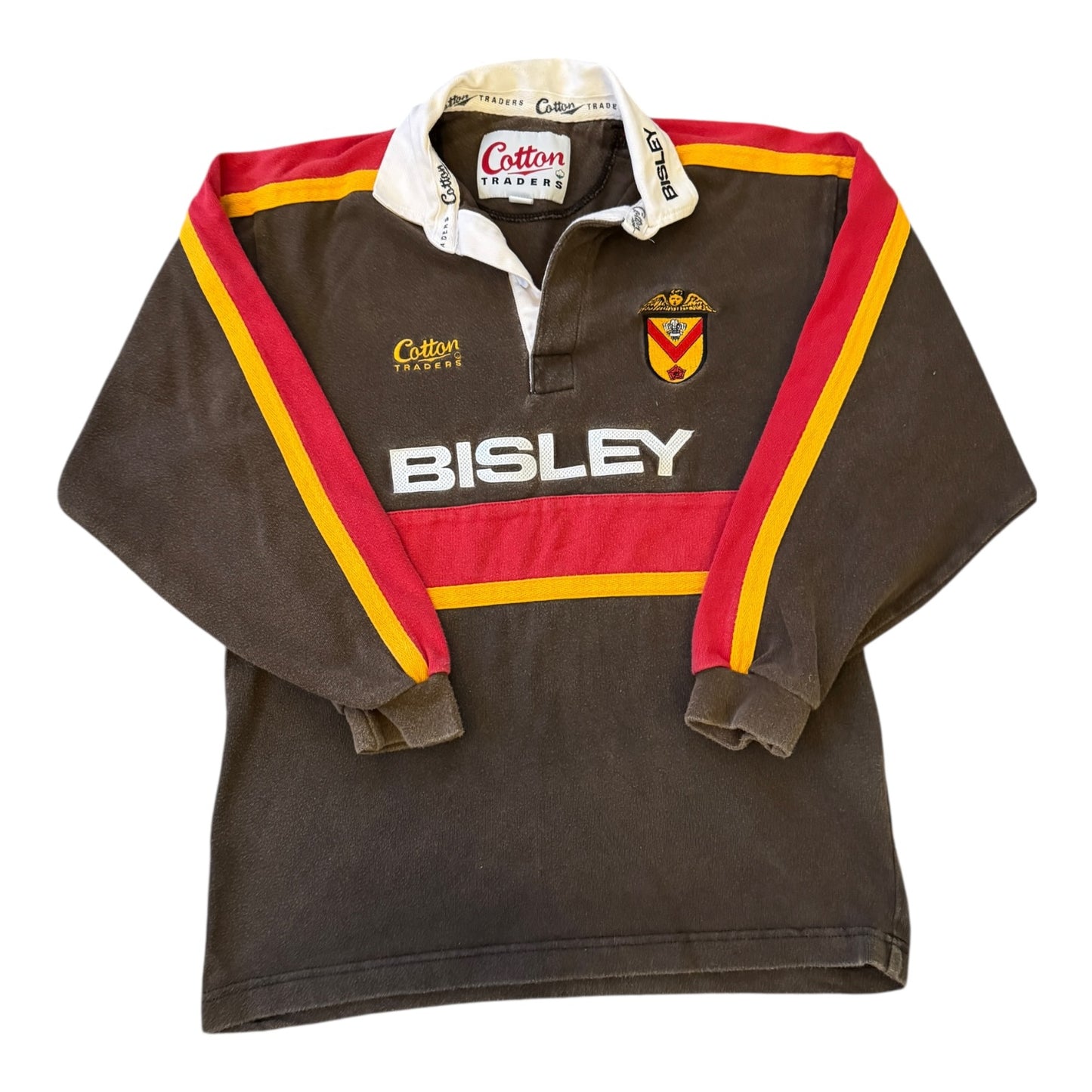 Kids Large Cotton Traders Brown 2001 Newport Rugby Shirt
