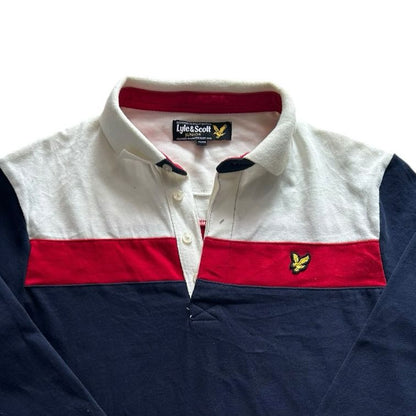 Aged 12-13 Lyle & Scott Navy, Red and White Rugby Shirt