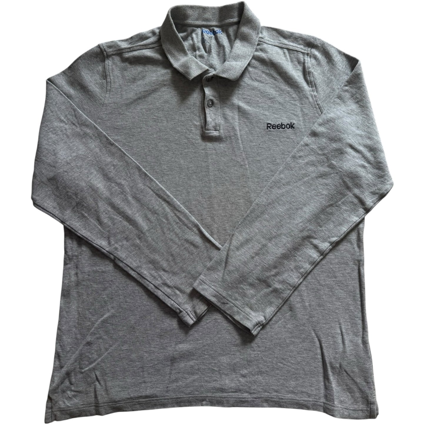 Large Reebok Grey Long Sleeved Polo Shirt