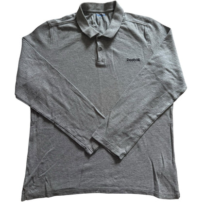 Large Reebok Grey Long Sleeved Polo Shirt