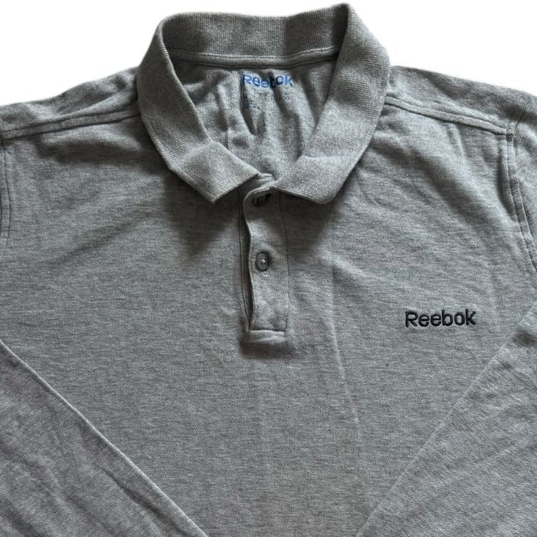 Large Reebok Grey Long Sleeved Polo Shirt