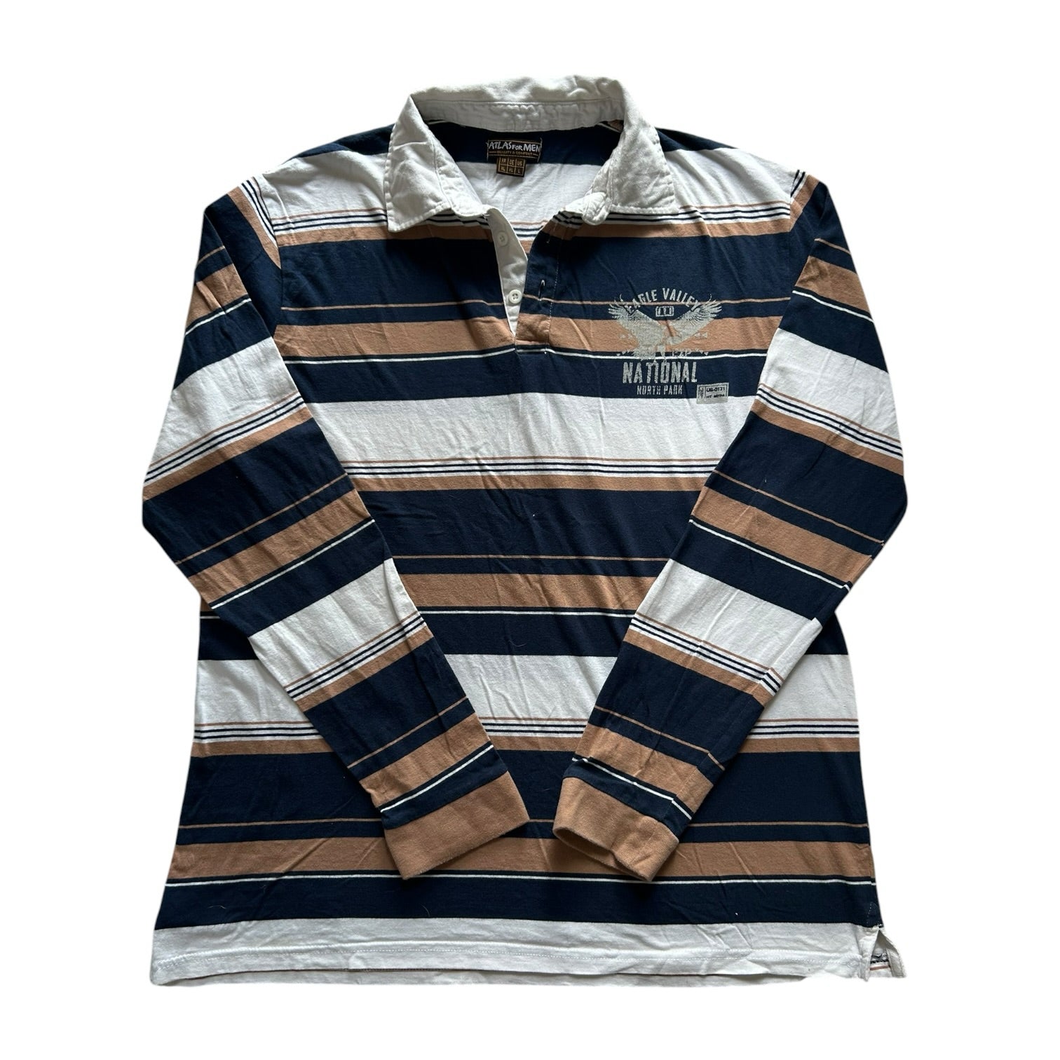 Extra large Atlas For Men White, Brown and Navy Rugby Shirt