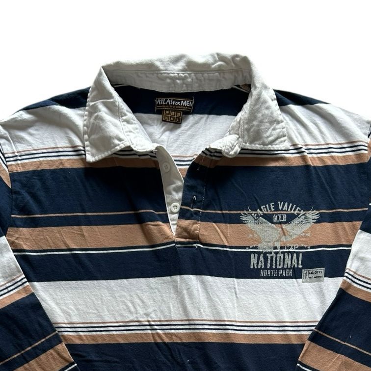 Extra large Atlas For Men White, Brown and Navy Rugby Shirt