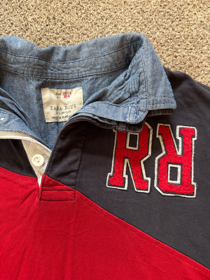 Aged 13-14 Zara Navy and Red Rugby Shirt