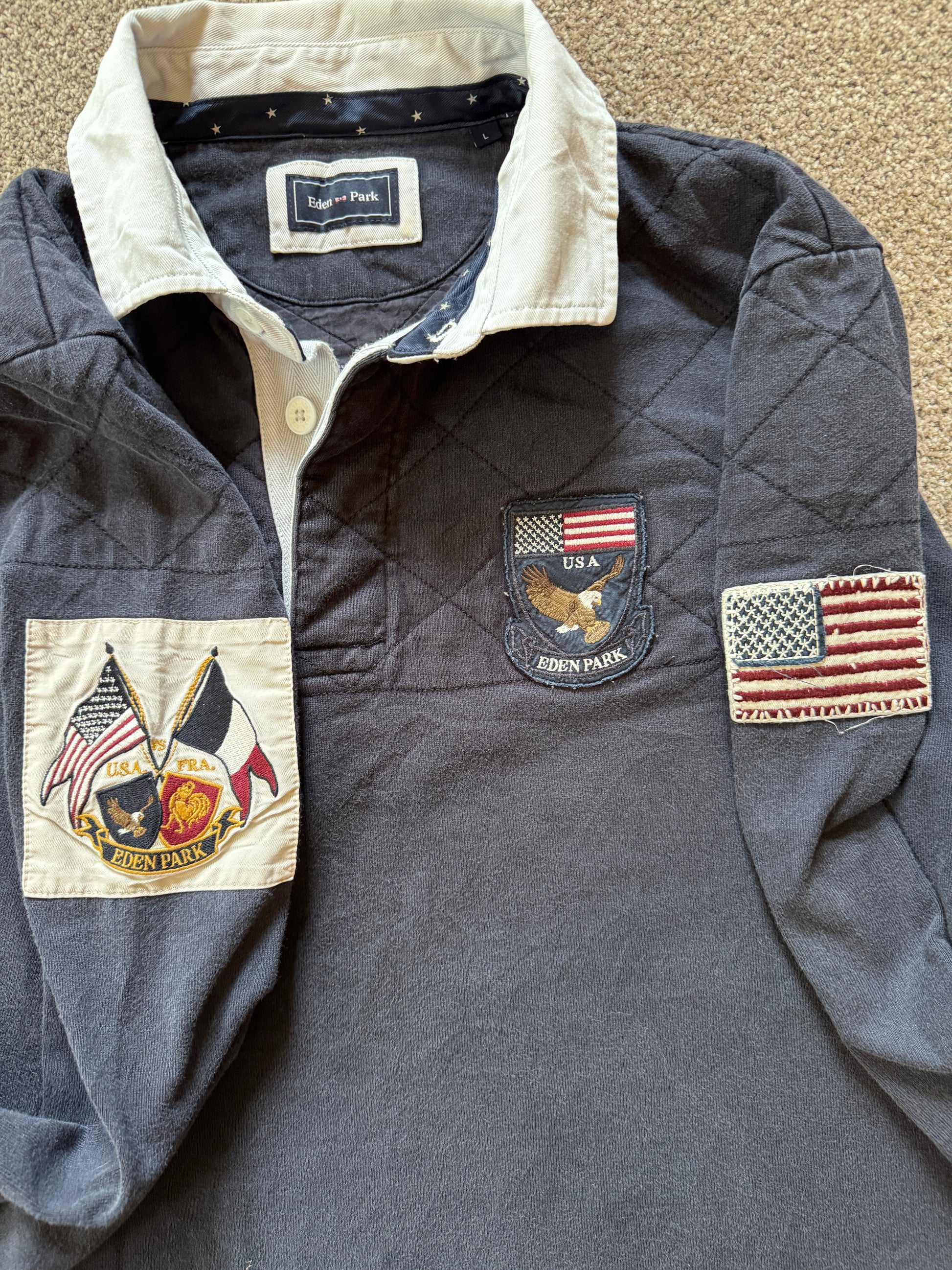 Large Eden Park Navy USA Rugby Shirt