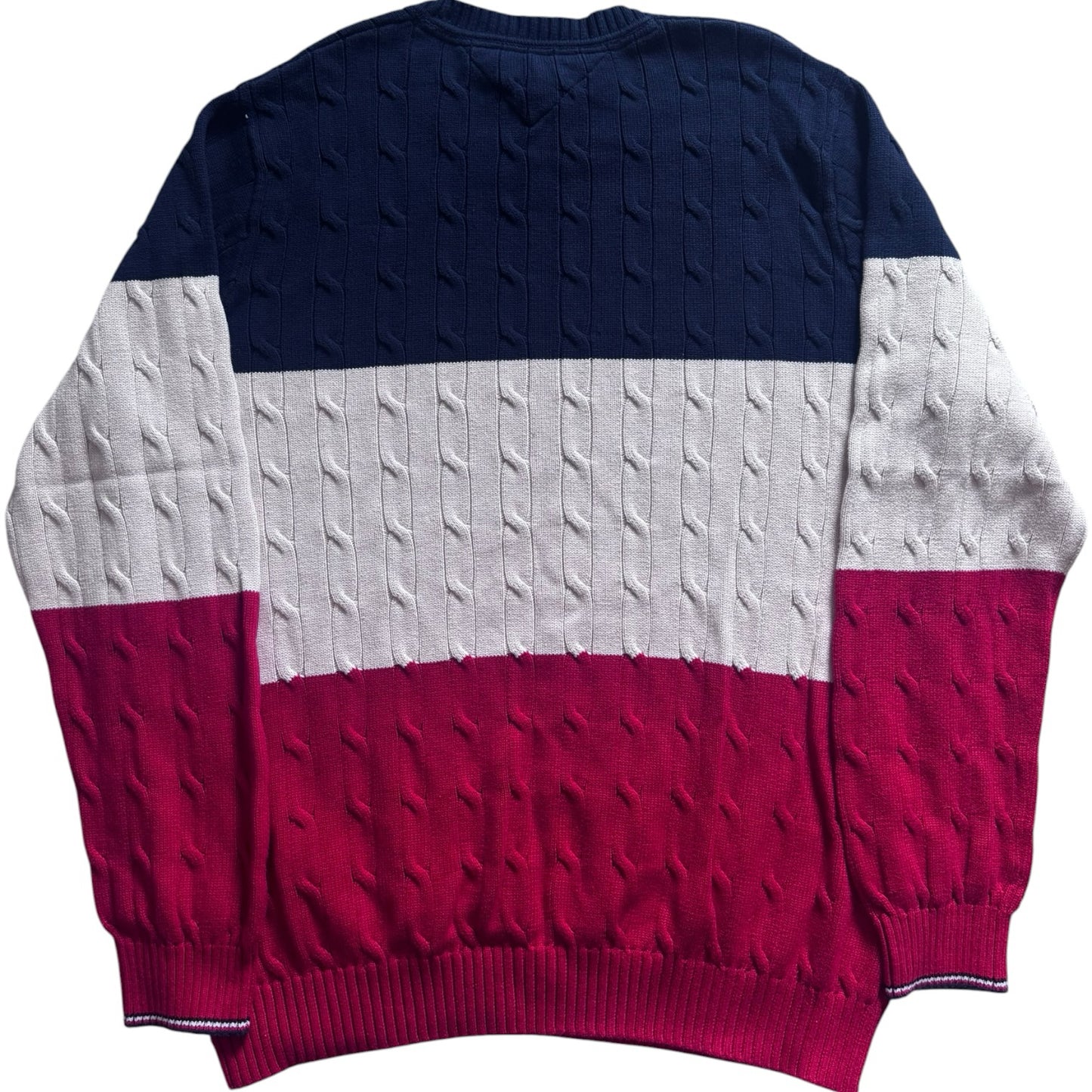 3XL Tommy Hilfiger Navy, White and Red Cable Knit Jumper