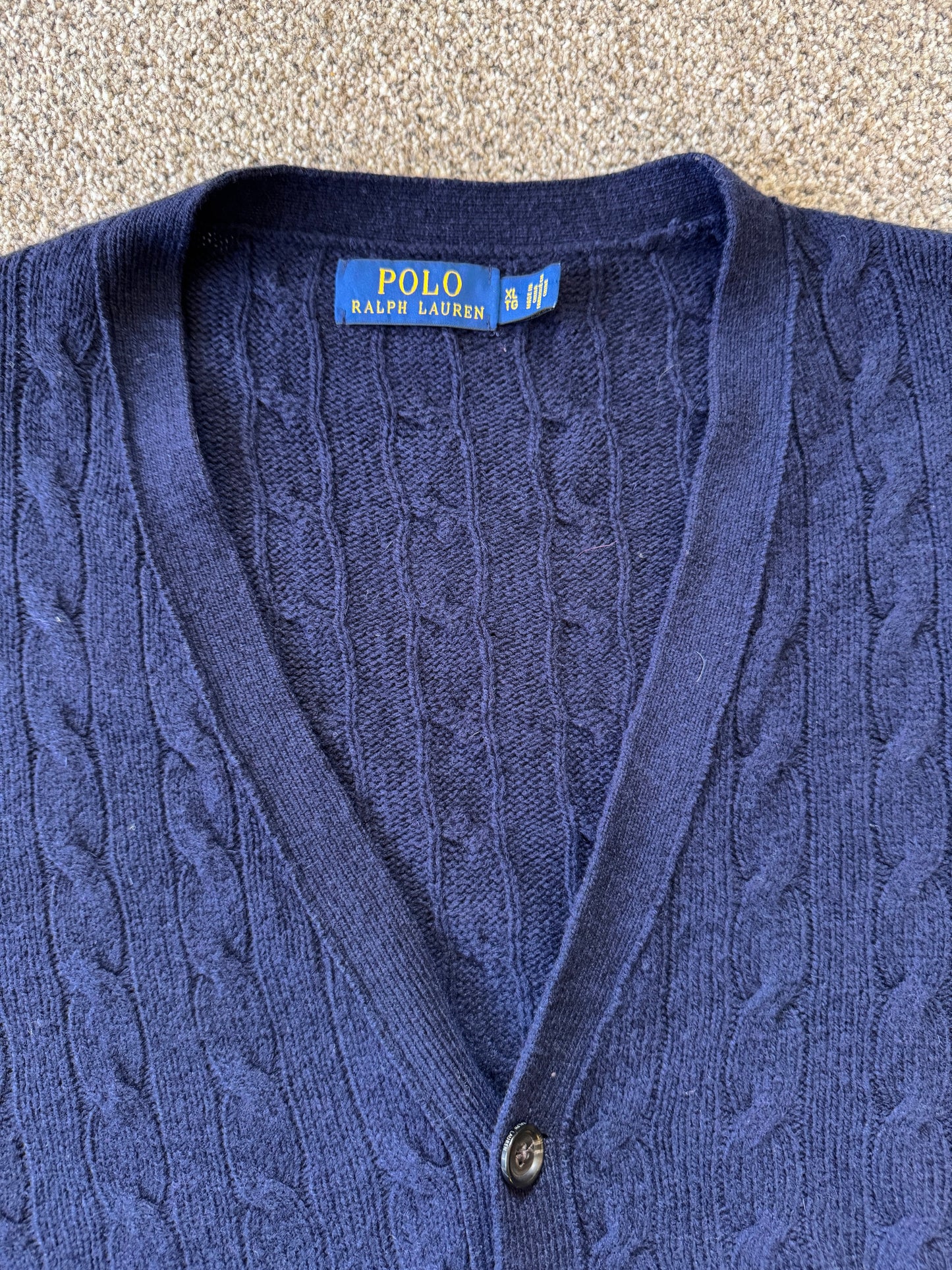 Extra large Ralph Lauren Navy Wool Cable Knit Sweater Vest Waistcoat