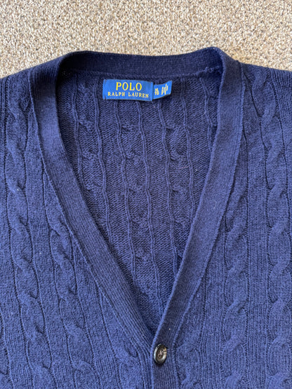 Extra large Ralph Lauren Navy Wool Cable Knit Sweater Vest Waistcoat