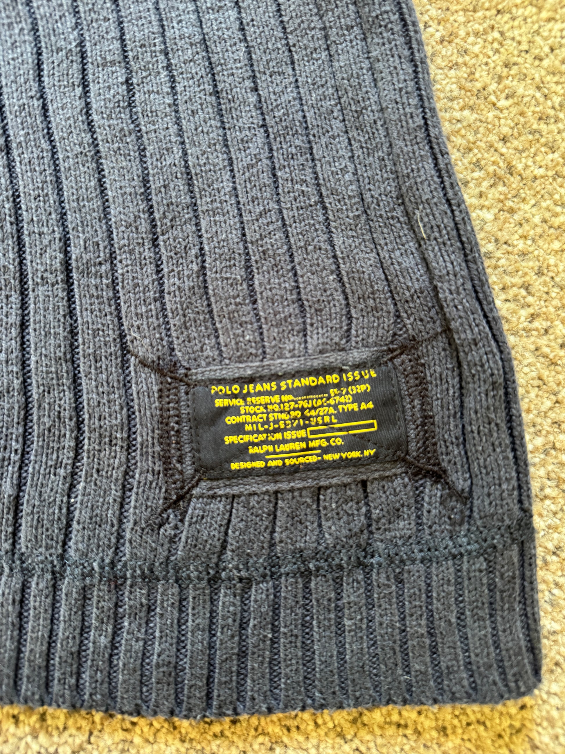 Large Ralph Lauren Navy Knitted Ribbed Jumper