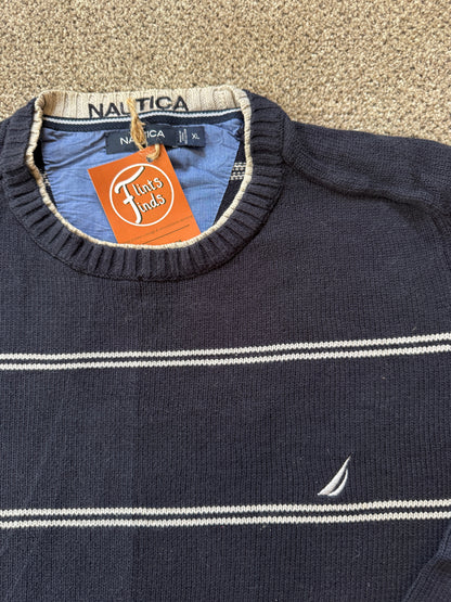 Extra large Nautica Navy and White Knitted Jumper