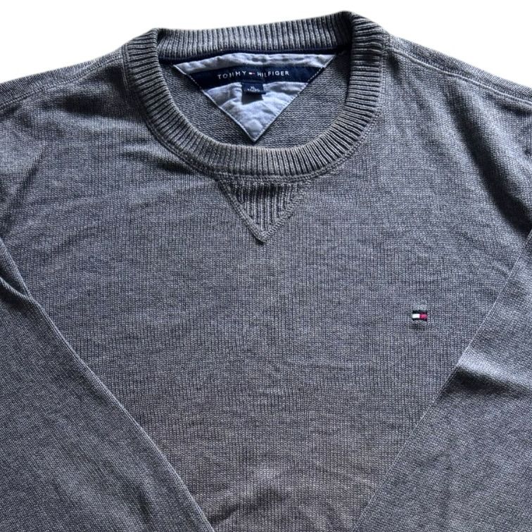 Extra large Tommy Hilfiger Grey Knitted Round Neck Jumper