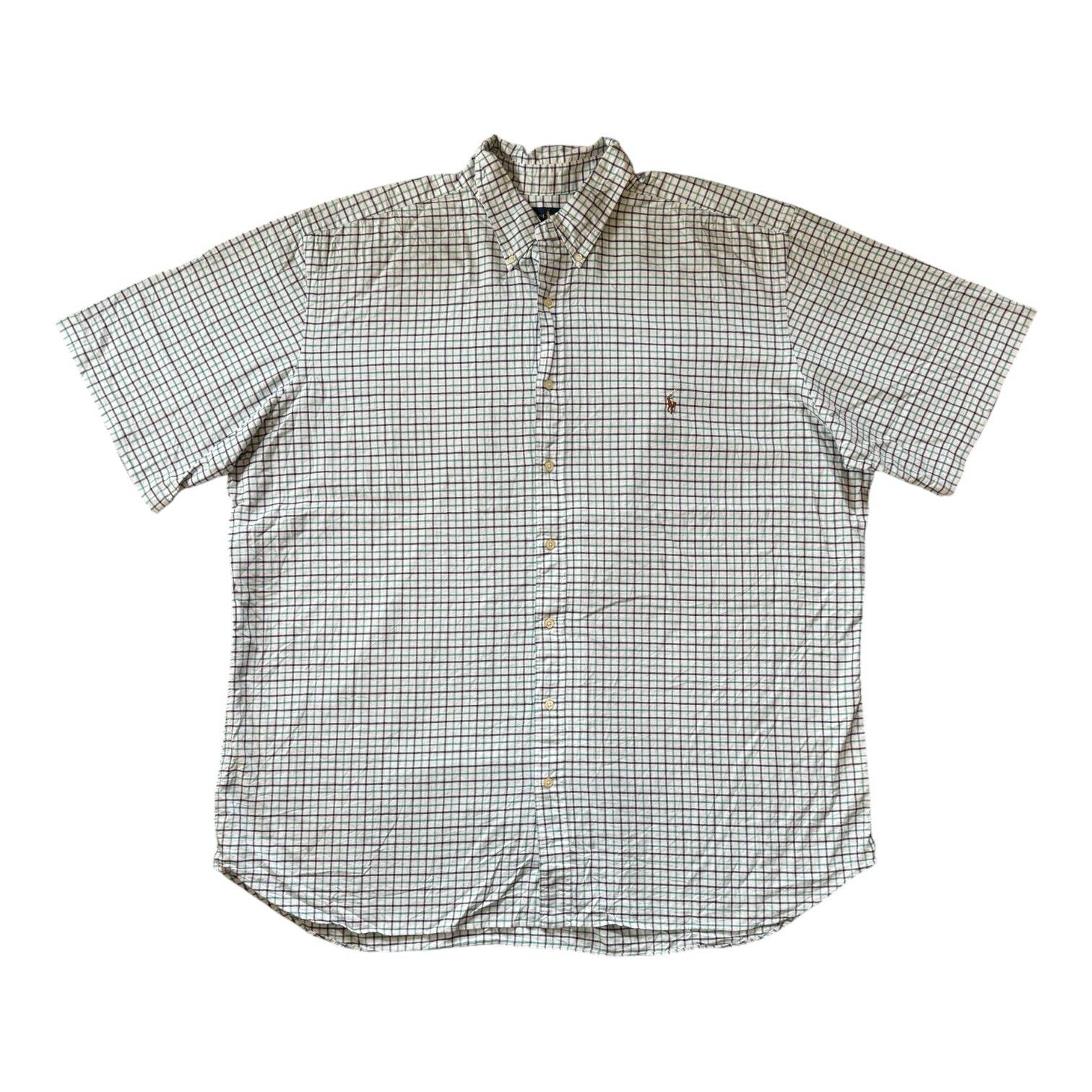 3XLT Ralph Lauren White Checked Short Sleeved Shirt