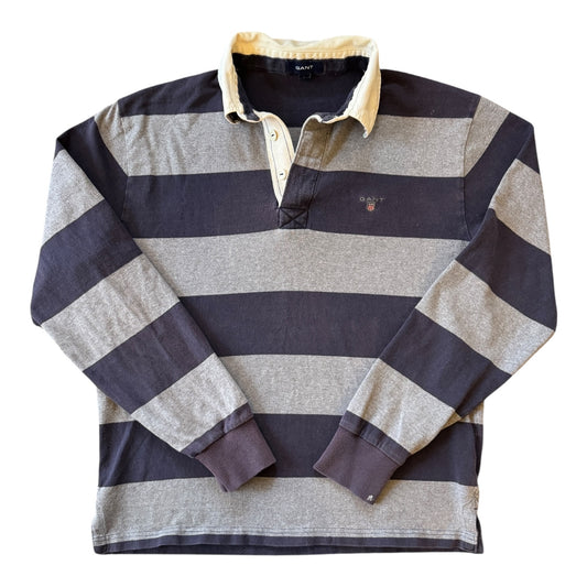 Medium Gant Navy And Grey Rugby Shirt - marked